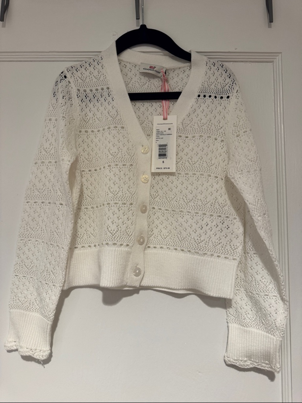 Vineyard Vines White Pointelle Cardigan